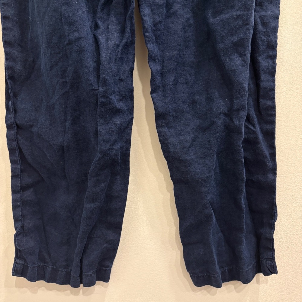 Quince 100% European Linen Tapered Ankle Pants Deep Navy Blue High Rise Medium - Picture 8 of 9